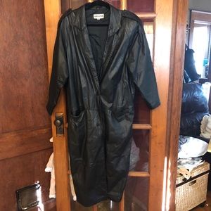 Full Length Black Leather Trench Coat